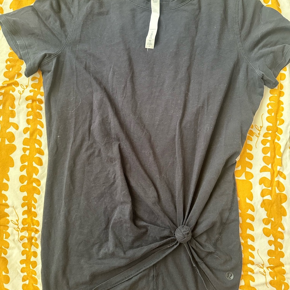 Lululemon Casual Black Knot-Front Tee